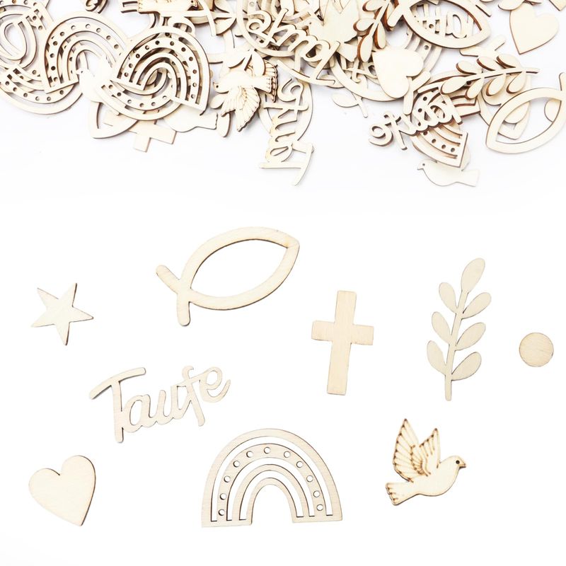 CAIXIANGYU 180 Confettis En Bois Écologiques - Décorations De Table Baptême, Communion, Confirmation, Baby Shower - Célébrations Religieuses Et Fêtes