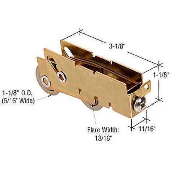 Door Roller For Sliding Patio Doors Steel Wheel F Tab Housing 1.125 Inch Wheel