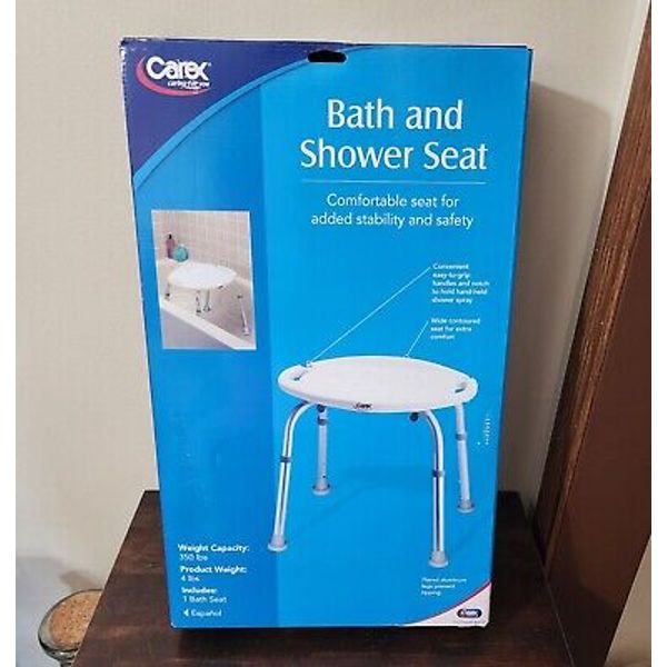 Carex Compact Shower Stool Adjustable Height Bath Stool and Shower Seat 350lbs