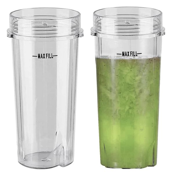 470ml Cup for Ninja 700W Slim Blender QB3001UKS, Also Fit The Ninja BL770 BL780 BL660 BL740 BL810 - Ninja Smoothie Maker Replacement Parts - 2 Pack