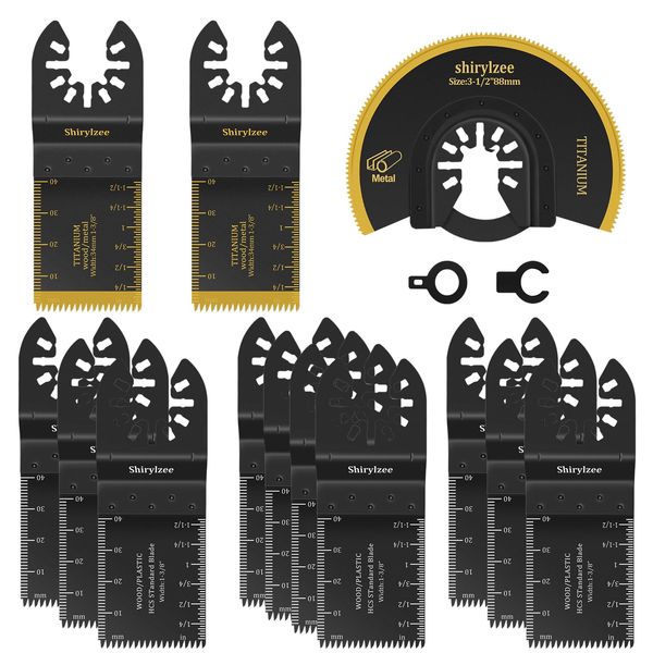 13PCS Oscillating Saw Accessories Set, Include 3PCS Titanium Multitool Accessories, Metal/Wood Universal Multitool Quick Release Saw Tool Fit Bosch, Fein Multimaster, Ryobi, Milwaukee, Dremel,Makita