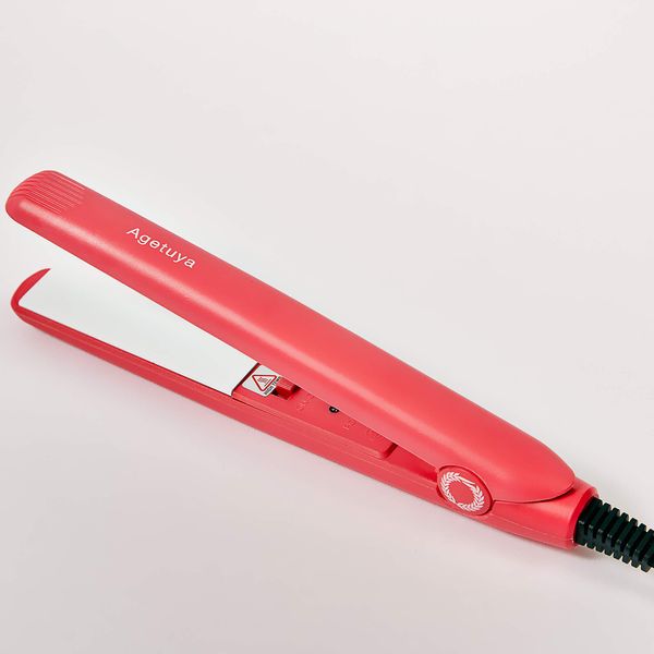 AGETUYA Portable Mini Pop Curling Iron, Max 440°F (200°C), Portable Mini Curling Iron, Straightening Iron, Hair Iron Trowel Professional Specifications (Coral Pink)