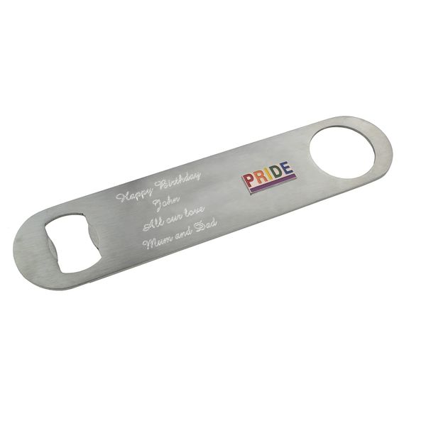 Rainbow Pride Design Personalised Stainless Steel Engraved Bottle Opener