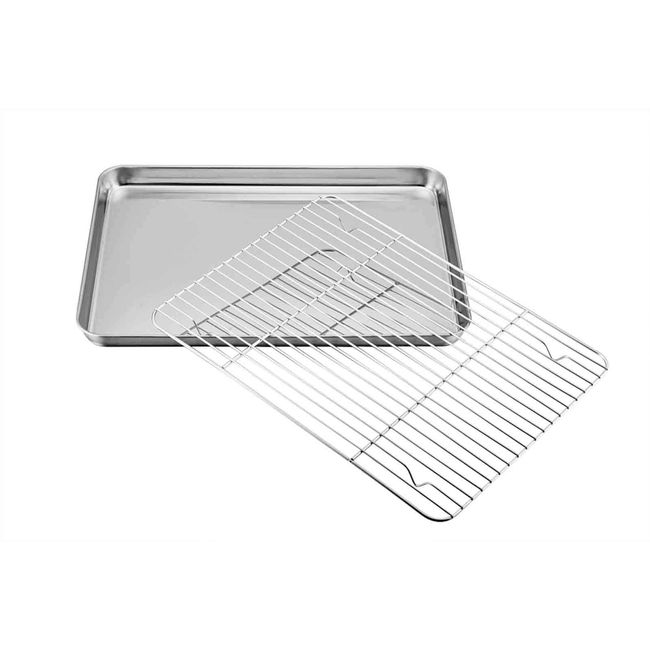 TeamFar Baking Sheet with Rack Set (2 Pans + 2 Racks), Stainless Steel  Baking Pan Cookie Sheet with Cooling Rack, Non Toxic & Healthy, Easy Clean  