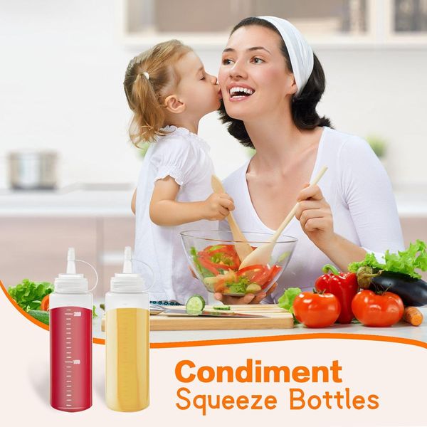 12 Pack 8 Oz Plastic Squeeze Bottles Multipurpose Squirt Bottles for Ketchup,...