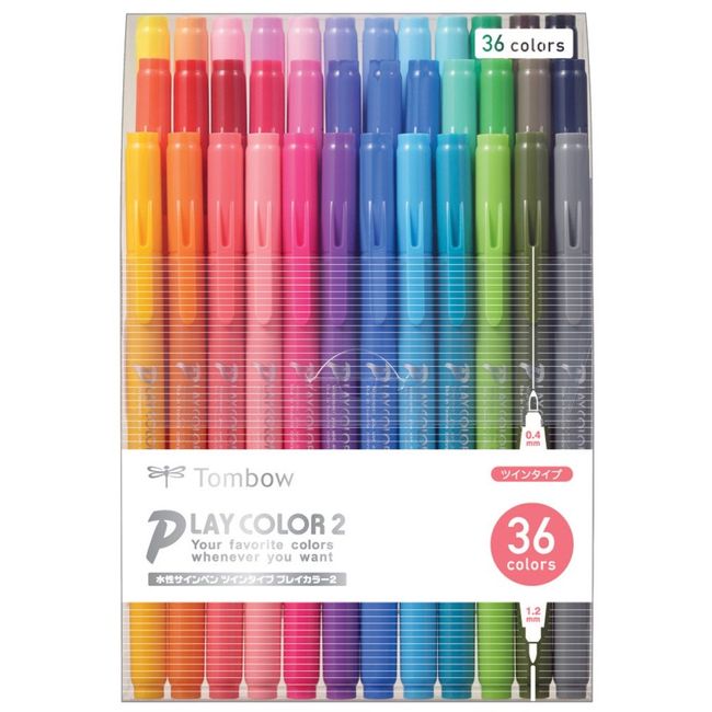 トンボ(Tombow) 鉛筆 水性サインペン プレイカラー2 36色 GCB-013