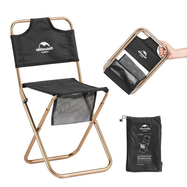 Naturehike Official Shop Folding Chair, Outdoor Chair, Ultra Lightweight, Load Capacity 165.3 lbs (75 kg), Backrest, Camping Chair, Compact, Storage Bag Included, Fishing, Mountain Climbing, Picnics,