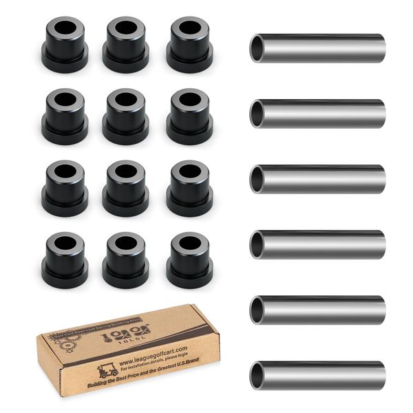 10L0L Golf Cart Rear Spring Bushing Kit for EZGO TXT & Medalist 1994-up, Club Car DS 1981-up, 12 Bushings 6 Metal Spacers