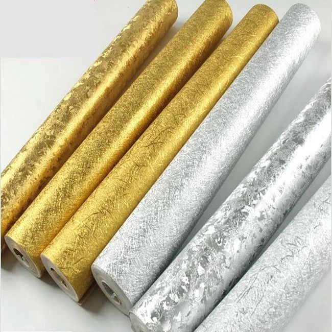 Gold Foil Wallpaper Hotel Living Room Brushed Ceiling Roof Ceiling Home  Decoration Non-Self-Adhesive Aluminum