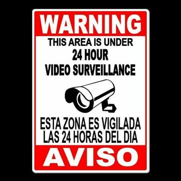 Spanish English Video Surveillance Camera Sign Metal Sign aviso security MS013