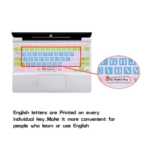 HRH Silicon Keyboard Cover Skin for HP Chromebook 11 x360 11.6",Chromebook 11 G2/G3/G4/G5/G6 EE/G7 EE 11.6",Chromebook 14-ca 14-ak14-X Series/Chromebook 14 G2 G3 G4 Keyboard Skin,Happy Day
