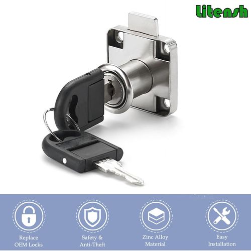 Litensh Cam Lock 22mm, 2PCS Security Cabinet Lock with Key Different Cupboard Lock for Furniture Cabinet Mailbox Drawer Household Office (2, 22MM)