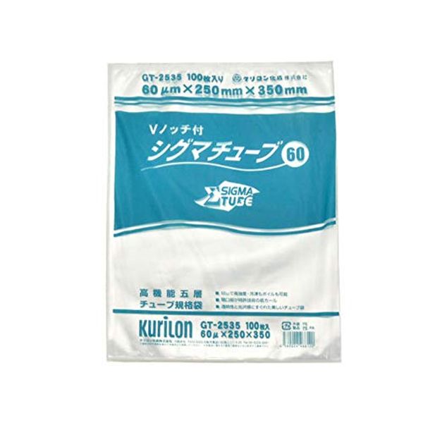 Sigma Tube 60 GT-1525 Vacuum Pack Bag, Tube Standard Bag, Thickness 2.4 fl oz (60 μ x Width 150 mm) x Length 9.8 inches (250 mm), 3,000 Sheets *No V Notch