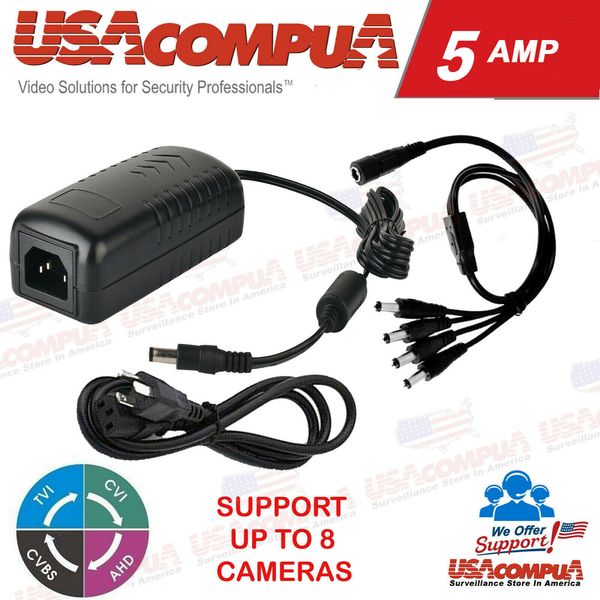 Power Supply Adapter with 8 way Splitter Security system CCTV Camera 5Amp 