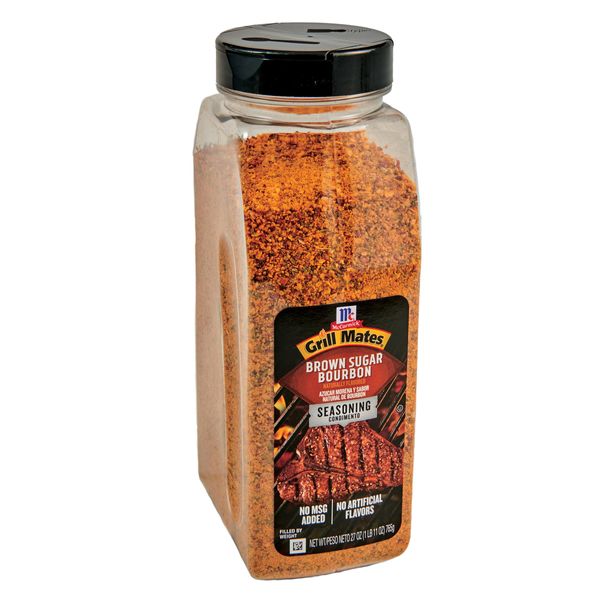 McCormick Grill Mates Brown Sugar Bourbon Seasoning, 27 oz - One 27 Ounce Container of Brown Sugar Bourbon Seasoning Made of Molasses, Red Bell Peppers, and More for Steak, Poultry, and Vegetables