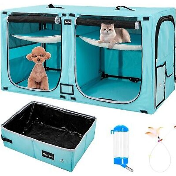 Portable Double Soft-Sided Pet Carrier,Twin Compartment Show House Cat Condo,Cat