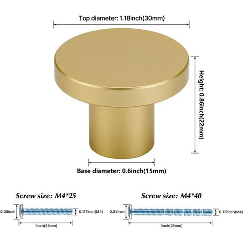 LONTAN 10 Pack Gold Drawer Knobs Gold Kitchen Knobs Round Cabinet Knobs Cupboard Knobs Brass Kitchen Door Knobs Aluminum Alloy Door Knobs and Handles Gold Door Knobs for Wardrobes,LS7069BB
