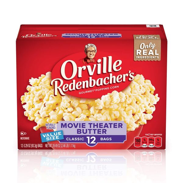 Orville Redenbacher's Movie Theater Butter Microwave Popcorn, 3.29 oz Classic Bag, 12 ct