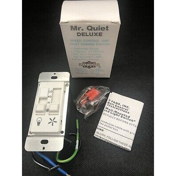 Mr. Quiet 423LW Pure White 3 Speed Ceiling Fan Control And Light Dimmer Switch