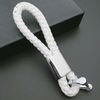 Braided White Genuine Leather Strap Keychain Smart Key Ring Fob Universal Fit