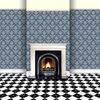 MyTinyWorld Dolls House Miniature Grey On Blue Leaf Damask Wallpaper