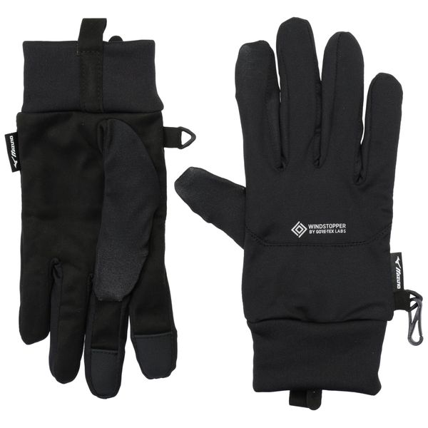 Mizuno B2JYA503 Outdoor Gloves, GORE-TEX Windstopper Breath Thermo Grab, Moisture Absorption, Heat Generating, Black