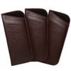 Calabria PU Flat Soft Eyeglass Case 3 PACK-BROWN Syn.Leather &Felt Lined NO CLIP