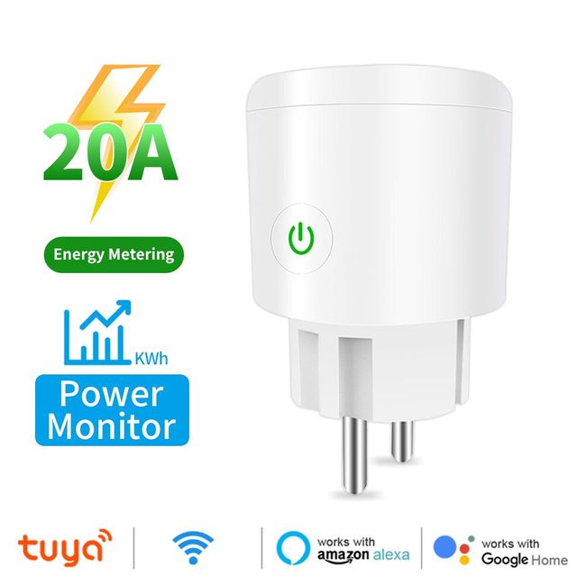 Tuya 16A Wifi Smart Switch Plug with Power Monitor Function Socket