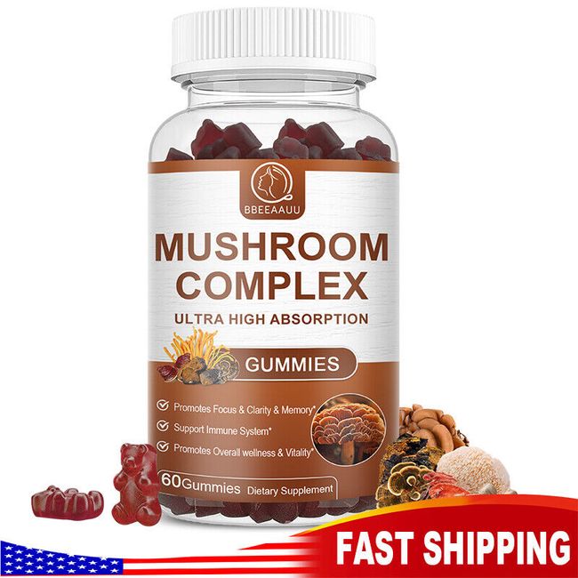 Mushroom Extract Complex Gummies Nootropic Brain Booster For Focus, Memory Pills