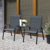 Outdoor Patio Double Chair Sling Bench with Middle Table Black