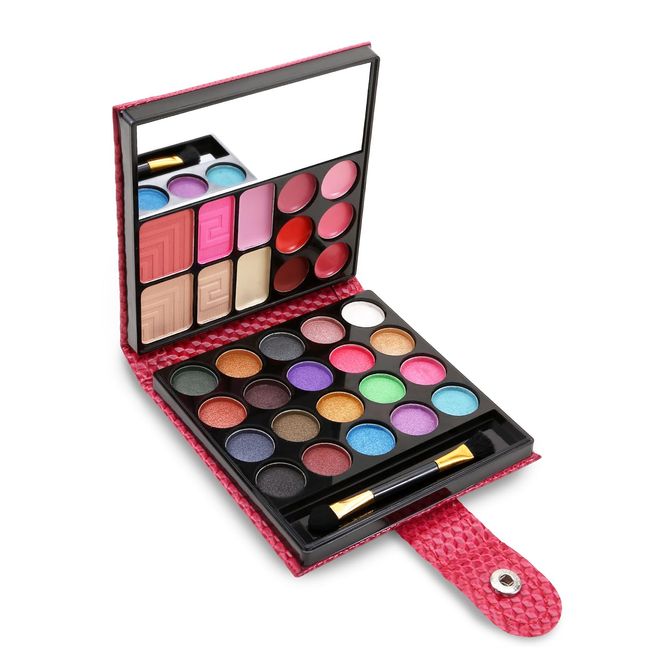 Boobeen All in 1 Makeup Palette kit - Colorful Eye Shadow Palette, Lip Gloss, Blush and Contour Powder to Define Face Shape, with Mirror&Brush, Make Up Gift for Women