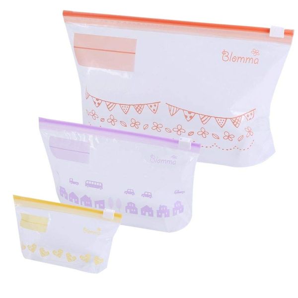 Blomma Slide Zipper, A Type (3 Horizontal Types, 42 Pieces), Food Storage Bags, Gusset, Scandinavian Pattern