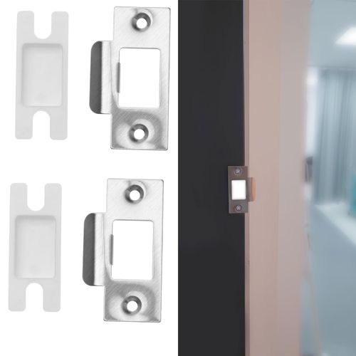 SG Store 5 Sets Door Strike Plate with Dust Box & Matching Screws Stainless Steel Security Strike Reinforcing Kit for Wooden Doors House Doors