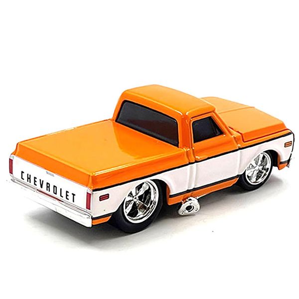 1972 Chevy C-10 Pickup Truck Orange and White 1/64 Diecast Model Car by Muscle Machines 15567OR