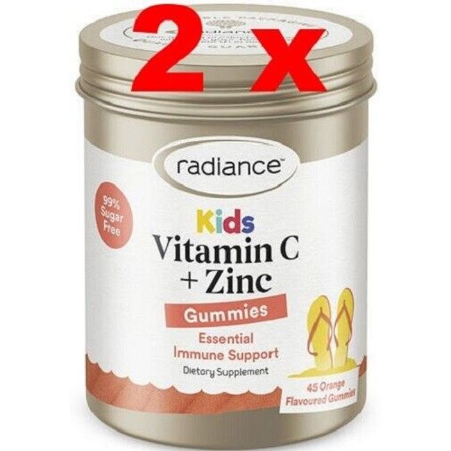 2 x Radiance Kids Vitamin C + Zinc Gummies 45 -made in New Zealand