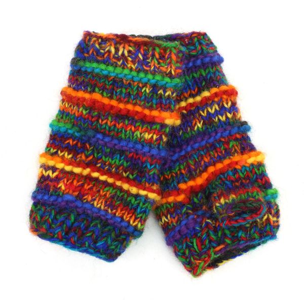 LOUDelephant Hand Knitted Wool Arm Warmer - SD Rainbow Rib