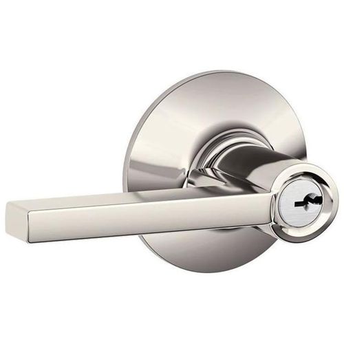 SCHLAGE F51A LAT 618 Latitude Lever Keyed Entry Lock, Polished Nickel