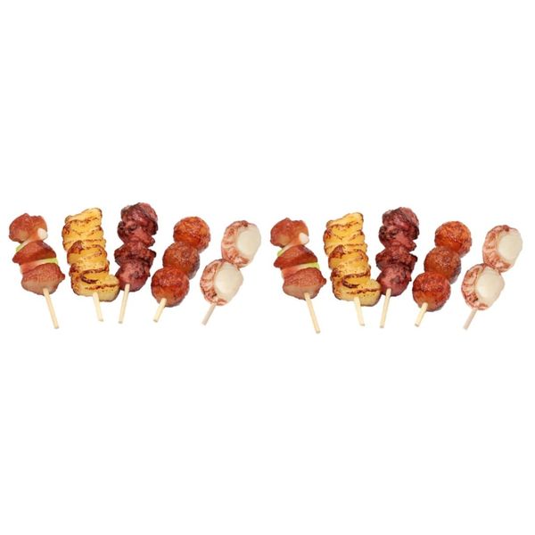 10 pcs Simulation Barbecue skewers miniture Decoration Plastic playes Mini Toys Kitchen Food Model Realistic Barbecue Food Fake Grill Meat Kids Play Grill Food Toy Realistic Food for Over 3 Years Old