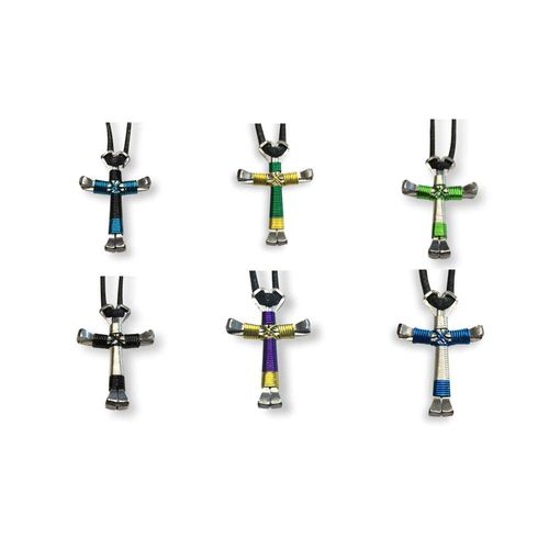 3 Pack Sport Horseshoe Nail Cross Necklaces - You Choose Colors !!!