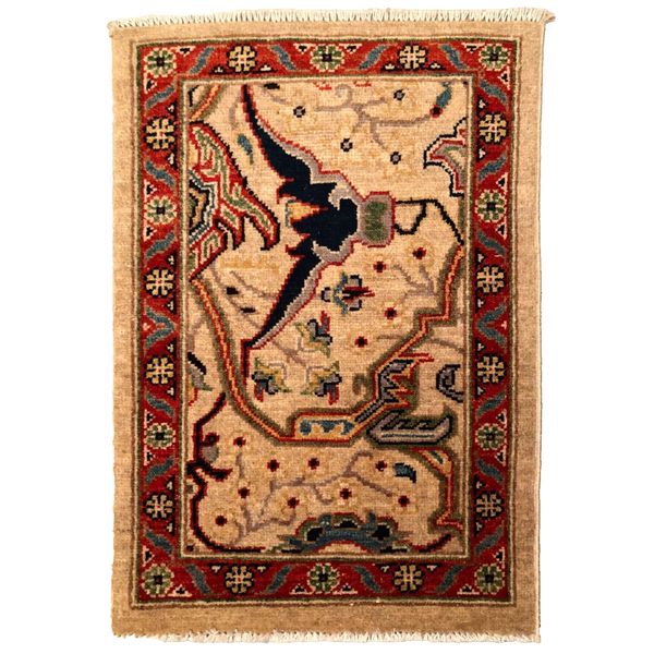 91 x 63 cm | Vintage Handmade Afghan Carpet Door Mat Small Oriental Wool Rug