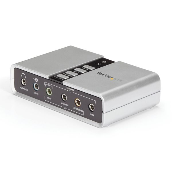 StarTech.com ICUSBAUDIO7D 7.1 CH USB-DAC Headphone Amplifier, Supports S/PDIF, 8x 3.5mm Mini Jack, 2x 3.5mm Toslink Square Connector