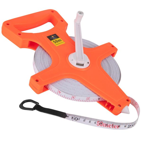 Open Reel Tape Measure 165 Feet, Fiberglass Tape Measure, Yard Measuring Tape Fit for Sports Field, Outdoor, Engineer,Track, Durable Dual-Sided Measuring Reel with Feet and Meters (1/2')