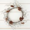 24" Flocked Snowy Artificial Twig with Pine Cones Winter Wreath