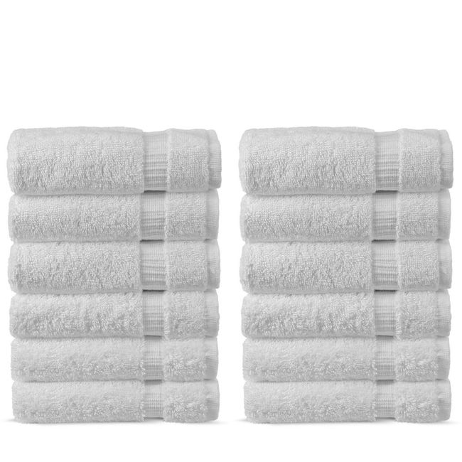 Chakir Turkish Linens | Hotel & Spa Quality 100% Cotton Premium Turkish Towels | Soft & Absorbent (12-Piece Washcloths White)