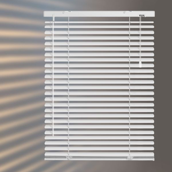 HIDODO Corded Aluminum Mini Blinds Horizontal Window Blinds, Anti-UV Waterproof Light Adjustment Metal Blinds for Windows and Home, 24" W x 64" L, White