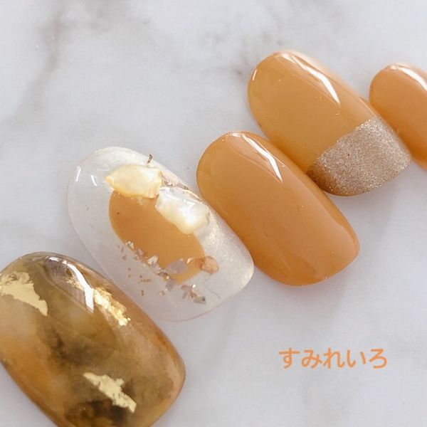 Nail tip false nails bridal nails cute short long design summer nails nail present short nails small nails large nails berry short chibi nails adult nails false nails office nails simple<br> [1766] Mustard yellow painted marble