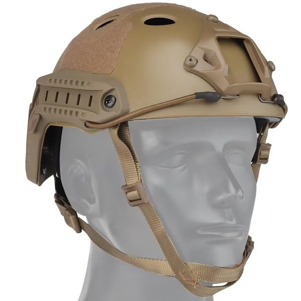 ATAIRSOFT PJ Type Adjustable Tactical Fast Helmet with Side Rails and NVG Mount (XL, DE)