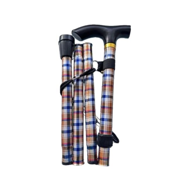 Tartan Folding Walking Stick: Classic Style with Portable Convenience