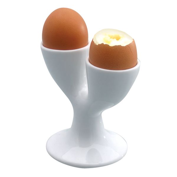 KitchenCraft Double Egg Cup, Porcelain, White, 11 x 11 cm
