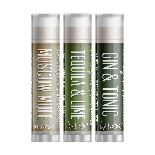 Delight Naturals Light Cocktails Lip Balm Gift Set - Moscow Mule, Tequila & Lime, and Gin & Tonic